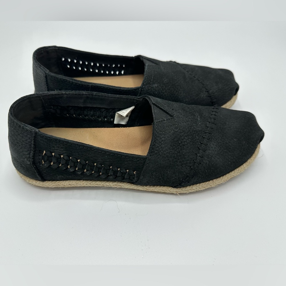 TOMS Black Suede Slip on Sz 7